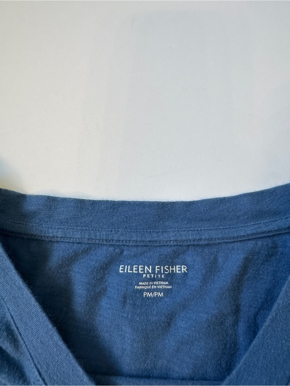 Eileen Fisher Organic Cotton Blue Cap Sleeve Tee Top Size PM Petite NWOT - Picture 3 of 6